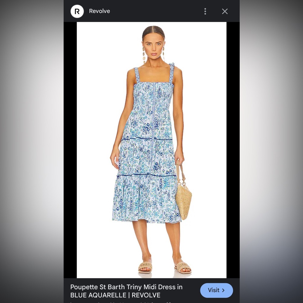 Poupette St Barth Trinity Midi Blue Aquarelle Midi Dress